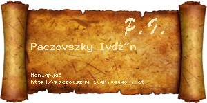 Paczovszky Iván névjegykártya